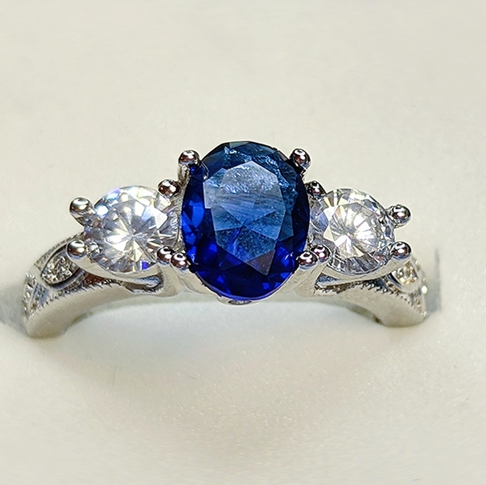 925 Sterling Blue Natural SapphireRing